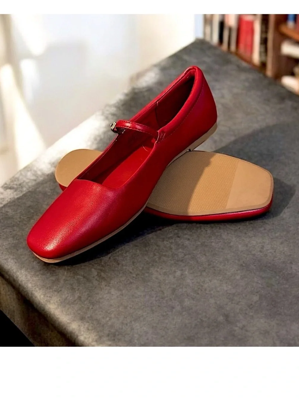 Cherry Red Mary Jane Ballet Flats Square Toe Memory Foam Footbed Like New 7.5 - Picture 4 of 7